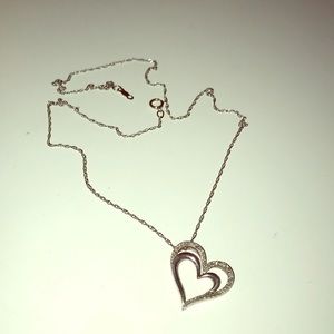 Diamond Heart Necklace Sterling Silver